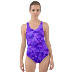 Shades Of Purple Triangles Cut-out Back One Piece Swimsuit by retrotoomoderndesigns