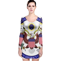 Seal Of United States District Court For Southern District Of Illinois Long Sleeve Velvet Bodycon Dress by abbeyz71