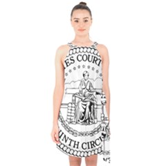 Seal Of United States Court Of Appeals For Ninth Circuit Halter Collar Waist Tie Chiffon Dress by abbeyz71