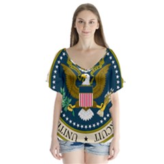 Seal Of United States Court Of Appeals For Federal Circuit V-neck Flutter Sleeve Top by abbeyz71