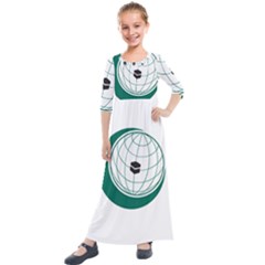 Flag Of The Organization Of Islamic Cooperation Kids  Quarter Sleeve Maxi Dress by abbeyz71