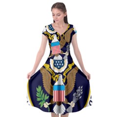 Seal Of The Executive Office Of The President Of The United States Cap Sleeve Wrap Front Dress