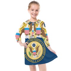 Flag Of The Executive Office Of The President Of The United States Kids  Quarter Sleeve Shirt Dress by abbeyz71