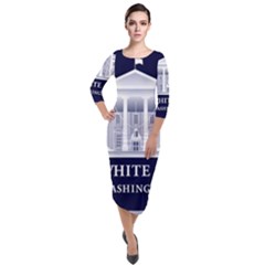 Logo Of The White House  Quarter Sleeve Midi Velour Bodycon Dress by abbeyz71