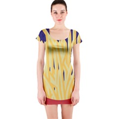 French Fries Potato Snacks Food Short Sleeve Bodycon Dress by Simbadda