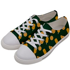 Ice Cream Pattern Background Design Women s Low Top Canvas Sneakers
