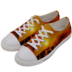 City Sun Clouds Smog Sky Yellow Women s Low Top Canvas Sneakers
