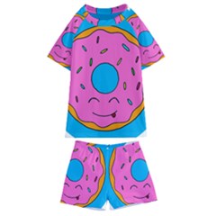 Donut Doughnut Dessert Clip Art Kids  Swim Tee And Shorts Set by Simbadda