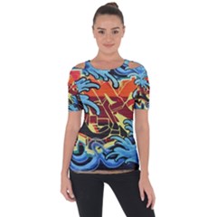 Graffiti Colourful Street Art Art Shoulder Cut Out Short Sleeve Top by Simbadda