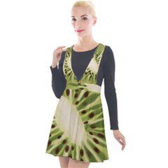 Kiwi Fruit Fresh Green Tasty Food Plunge Pinafore Velour Dress by Simbadda