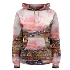 City Buildings Bridge Water River Women s Pullover Hoodie by Simbadda