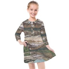 Glacier National Park Scenic View Kids  Quarter Sleeve Shirt Dress by Simbadda