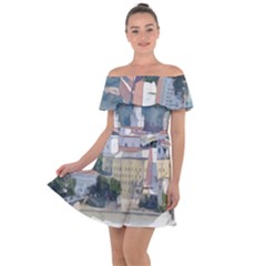 Architecture Old Sky Travel Off Shoulder Velour Dress by Simbadda