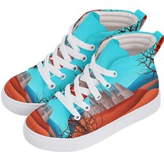 Castle Landscape Mountains Hills Kids  Hi-top Skate Sneakers