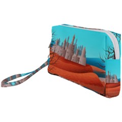 Castle Landscape Mountains Hills Wristlet Pouch Bag (small) by Simbadda