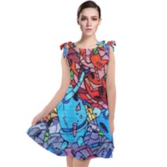 Graffiti Wall Mural Painting Arts Tie Up Tunic Dress by Simbadda