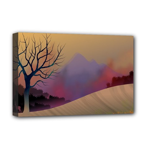 Landscape Illustration Nature Sky Deluxe Canvas 18  X 12  (stretched) by Simbadda