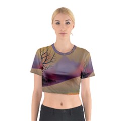 Landscape Illustration Nature Sky Cotton Crop Top by Simbadda