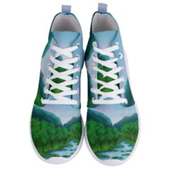 Landscape Nature Art Trees Water Men s Lightweight High Top Sneakers by Simbadda