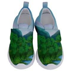 Landscape Nature Art Trees Water Kids  Velcro No Lace Shoes by Simbadda