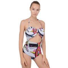 Clown Murals Figure Wall Human Scallop Top Cut Out Swimsuit by Simbadda