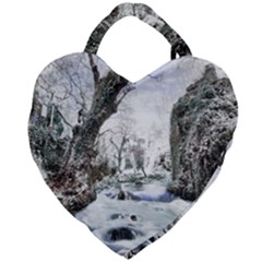 Tree Waterfall Landscape Nature Giant Heart Shaped Tote by Simbadda