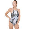 Tree Waterfall Landscape Nature High Neck One Piece Swimsuit View1