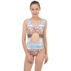 Architecture City Buildings River Center Cut Out Swimsuit by Simbadda