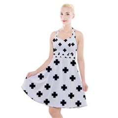 Swiss Cross Pattern Halter Party Swing Dress  by Valentinaart