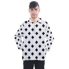 Swiss Cross Pattern Men s Half Zip Pullover by Valentinaart