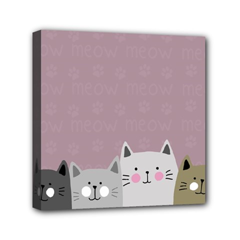 Cute Cats Mini Canvas 6  X 6  (stretched)