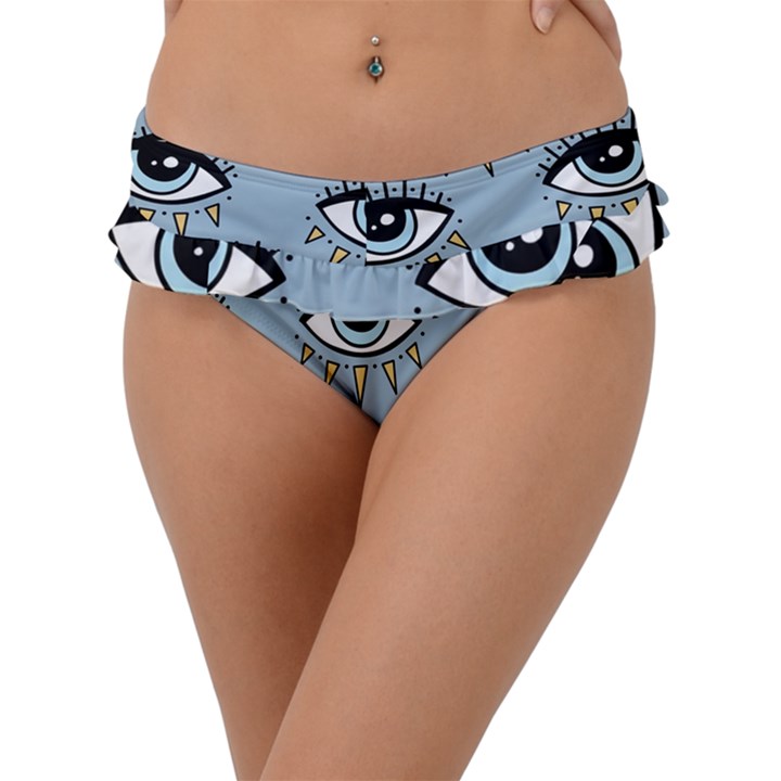 Eyes pattern Frill Bikini Bottom