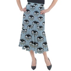 Eyes Pattern Midi Mermaid Skirt by Valentinaart