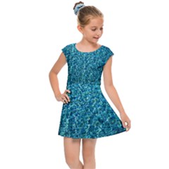 Turquoise Blue Ocean Kids  Cap Sleeve Dress by retrotoomoderndesigns