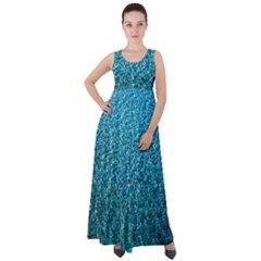Turquoise Blue Ocean Empire Waist Velour Maxi Dress by retrotoomoderndesigns