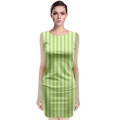 Lime Stripes Classic Sleeveless Midi Dress by retrotoomoderndesigns