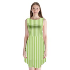 Lime Stripes Sleeveless Chiffon Dress  