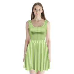 Lime Stripes Split Back Mini Dress  by retrotoomoderndesigns