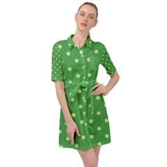 Green Polka Dots Belted Shirt Dress by retrotoomoderndesigns
