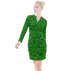 Green Mosaic Button Long Sleeve Dress by retrotoomoderndesigns