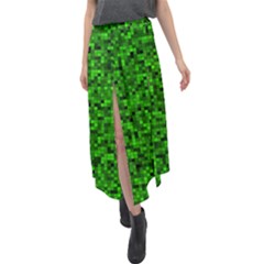 Green Mosaic Velour Split Maxi Skirt by retrotoomoderndesigns
