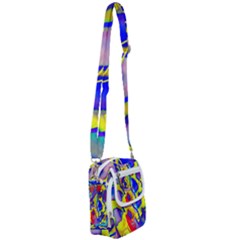 Yellow Triangles Abstract Shoulder Strap Belt Bag by bloomingvinedesign