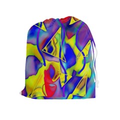 Yellow Triangles Abstract Drawstring Pouch (xl)