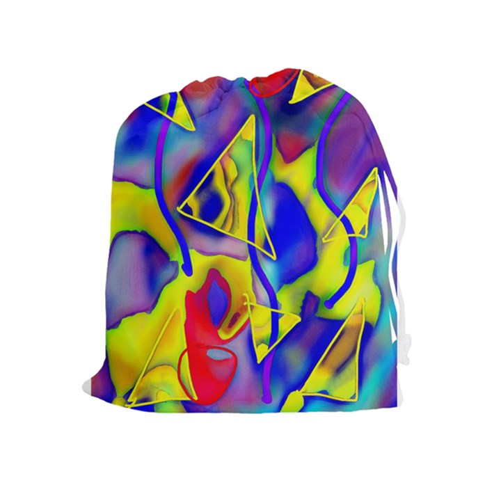 Yellow triangles abstract Drawstring Pouch (XL)