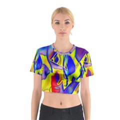 Yellow Triangles Abstract Cotton Crop Top by bloomingvinedesign