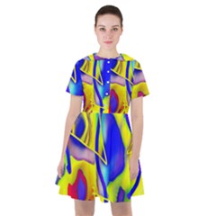 Yellow Triangles Abstract Sailor Dress by bloomingvinedesign