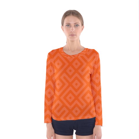 Orange Maze Women s Long Sleeve Tee by retrotoomoderndesigns