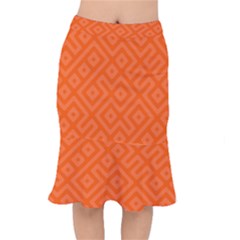 Orange Maze Short Mermaid Skirt by retrotoomoderndesigns