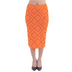Orange Maze Velvet Midi Pencil Skirt by retrotoomoderndesigns