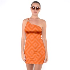 Orange Maze One Soulder Bodycon Dress by retrotoomoderndesigns